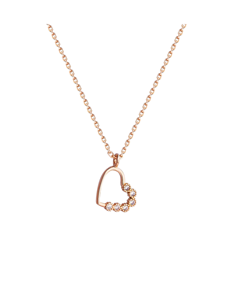 Gold chain with zirconium pendant "heart"