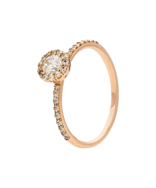 Gold ring with zircons