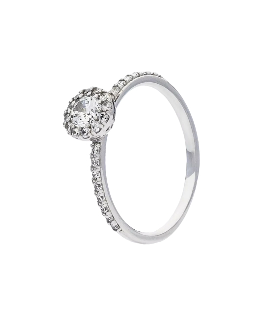 White gold ring with zircons