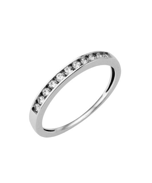 White gold ring with zircons