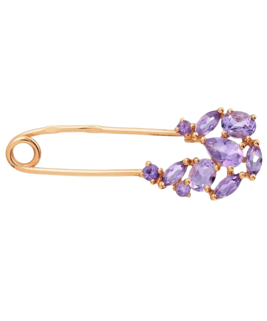Gold brooch with amethysts