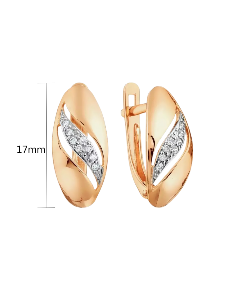 Gold earrings with zirconium