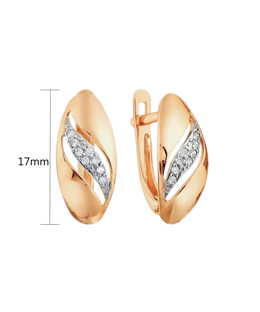 Gold earrings with zirconium