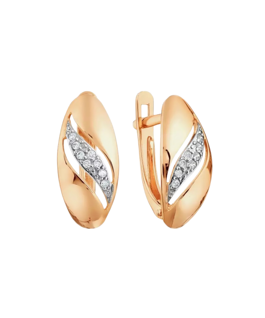 Gold earrings with zirconium