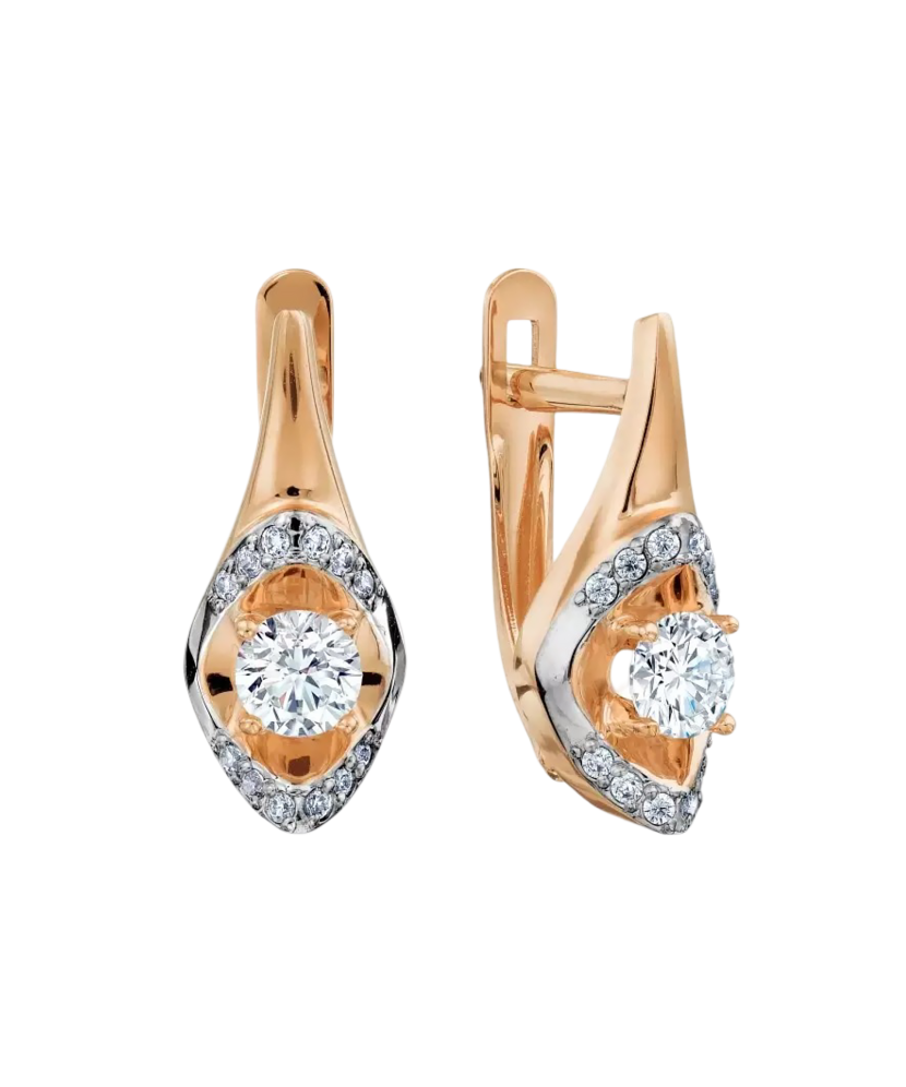 Gold earrings with zirconium