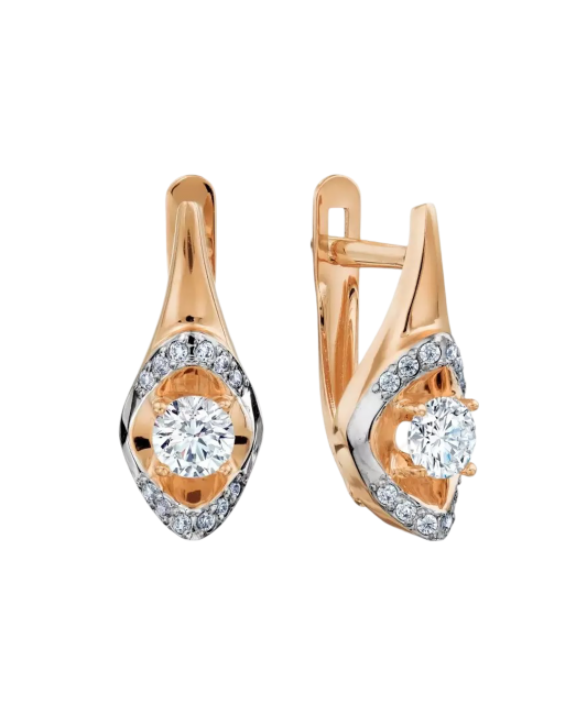 Gold earrings with zirconium
