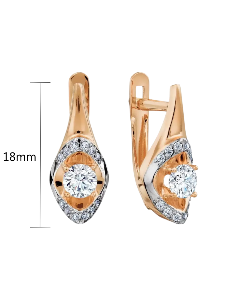 Gold earrings with zirconium