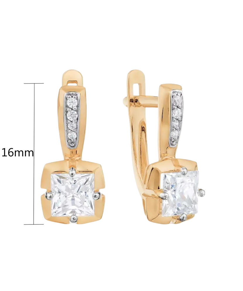 Gold earrings with zirconium