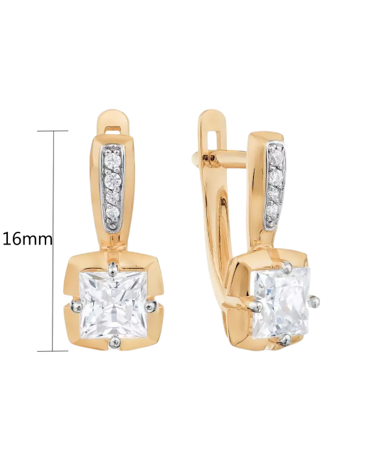 Gold earrings with zirconium