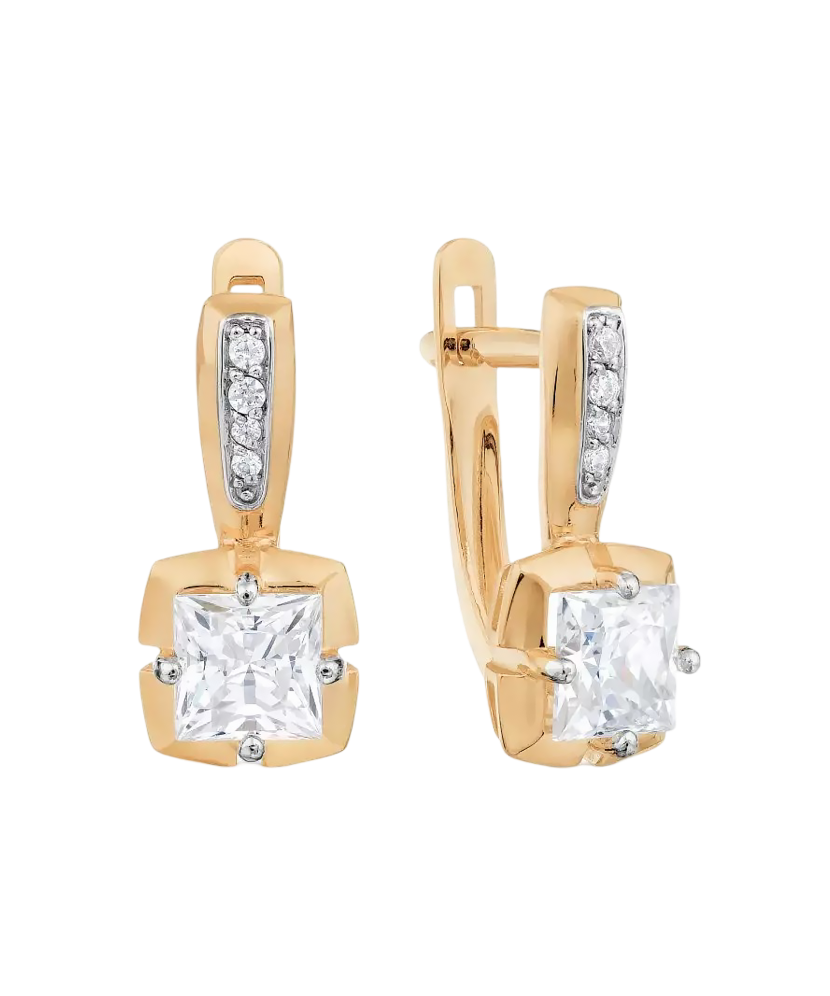 Gold earrings with zirconium