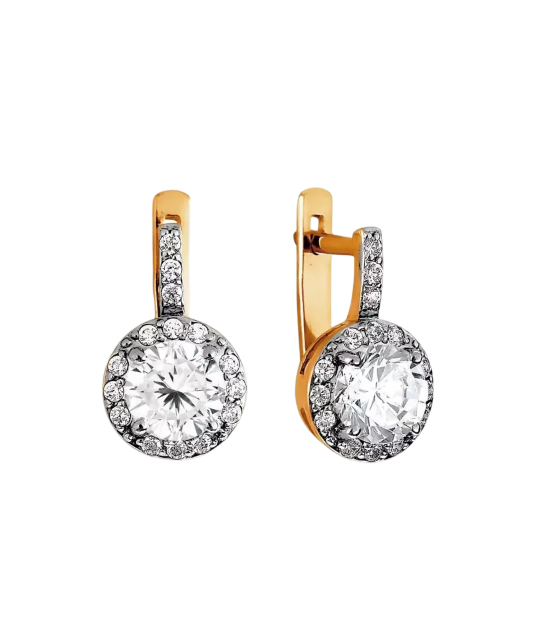 Gold earrings with zirconium