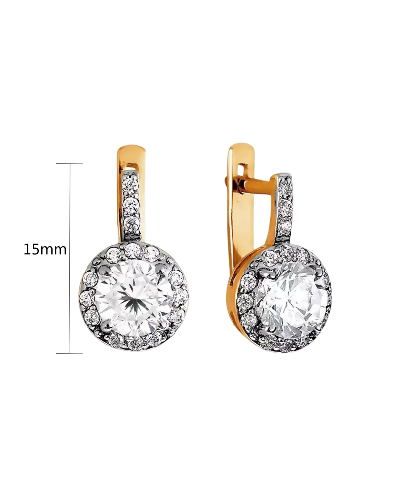 Gold earrings with zirconium