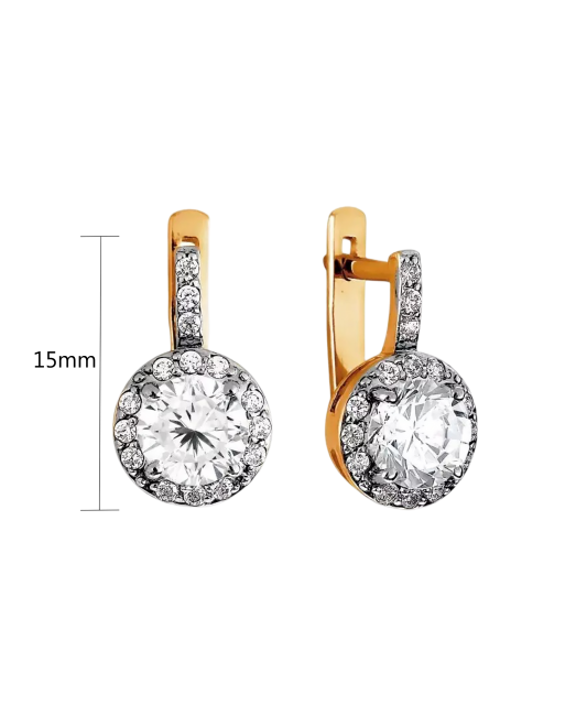 Gold earrings with zirconium