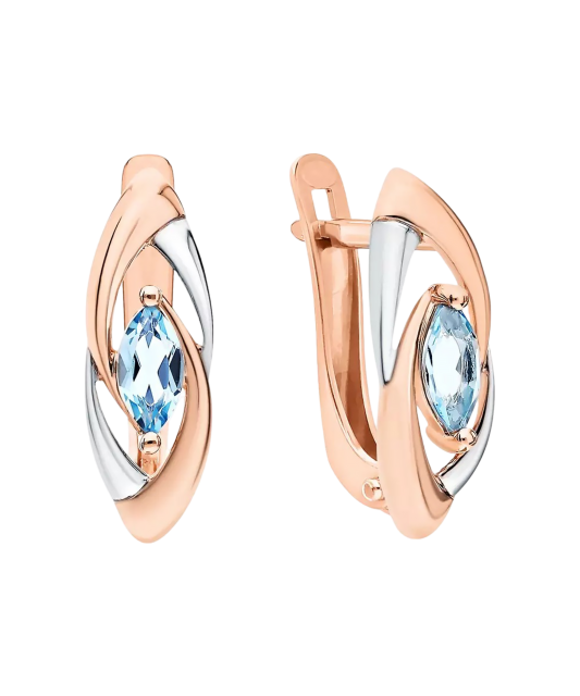 Gold earrings with topaz