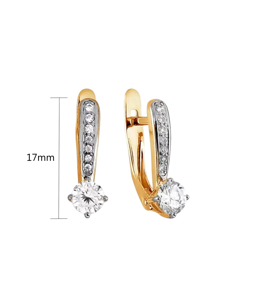 Gold earrings with zirconium
