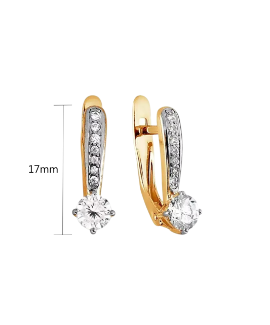 Gold earrings with zirconium