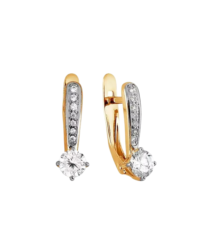 Gold earrings with zirconium