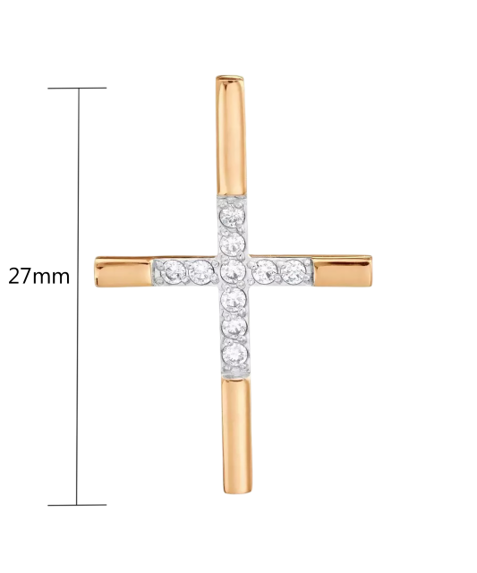 Gold pendant with zircons "cross"