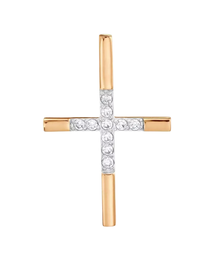 Gold pendant with zircons "cross"