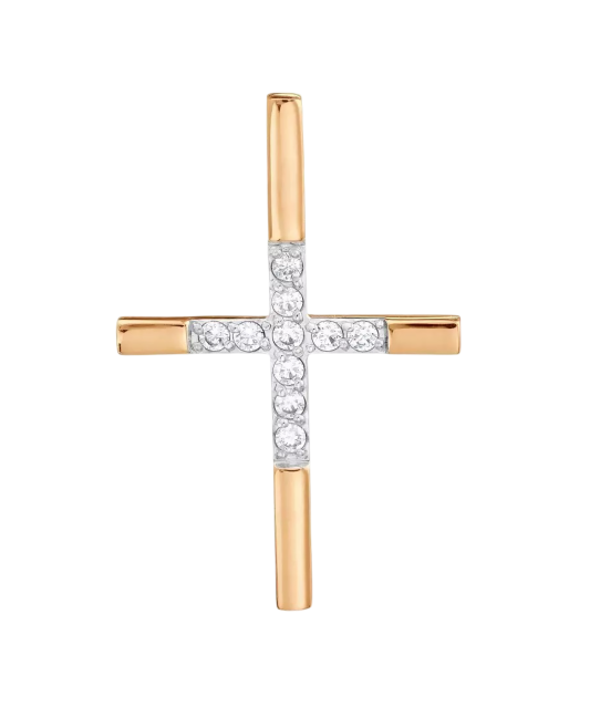 Gold pendant with zircons "cross"