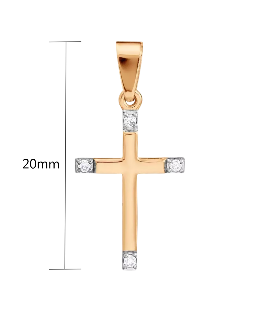Gold pendant with zircons "cross"