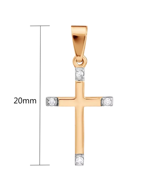 Gold pendant with zircons "cross"