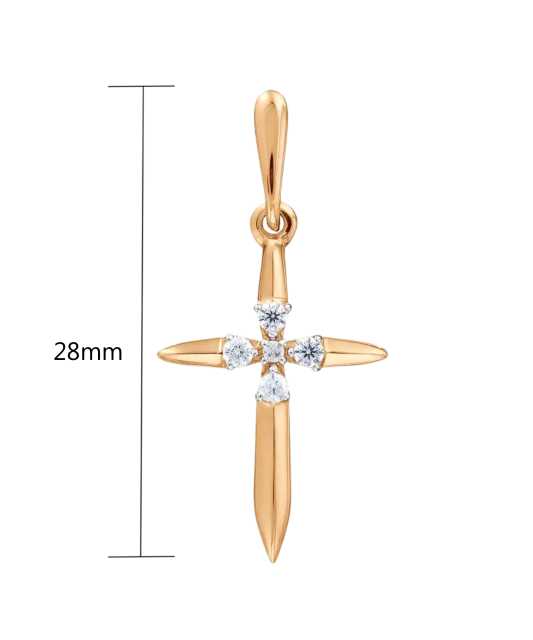 Gold pendant with zircons "cross"