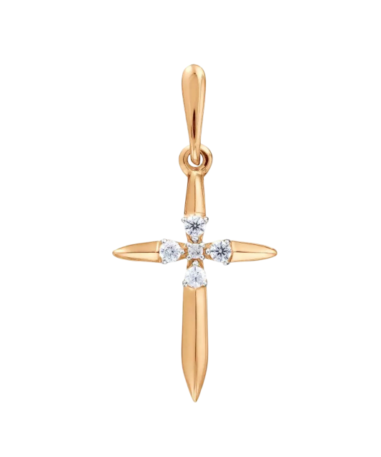Gold pendant with zircons "cross"