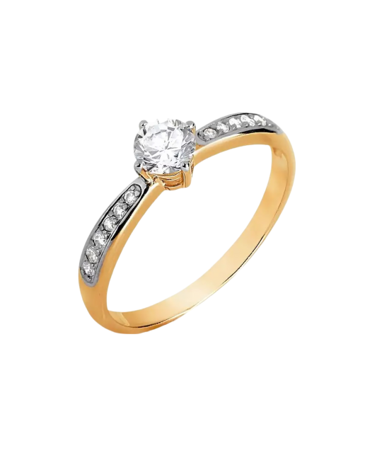 Gold ring with zircons