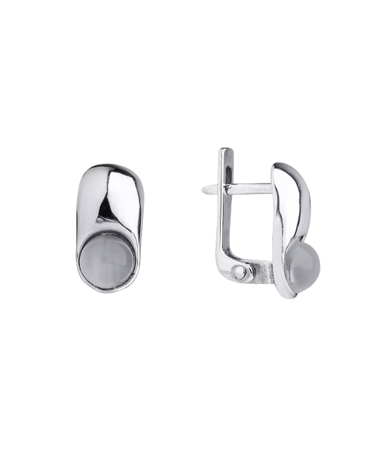 Sterling silver earrings with cats eye stone