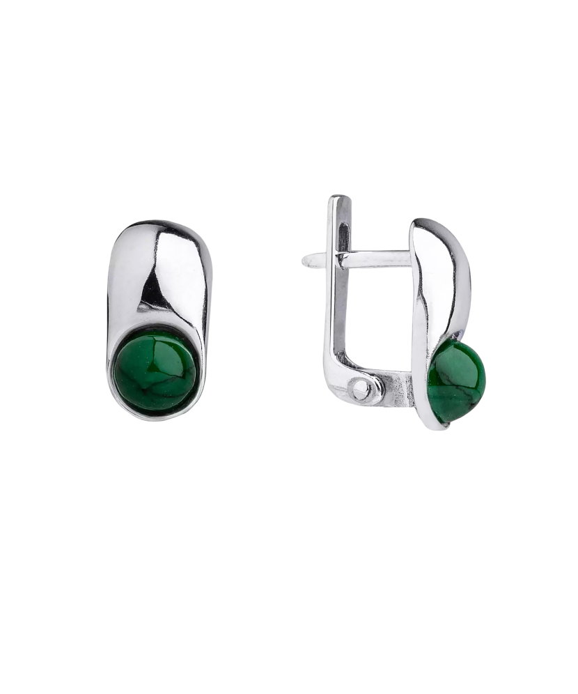 Sterling silver earrings with malachite