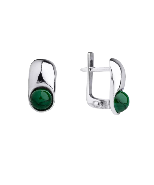 Sterling silver earrings with malachite