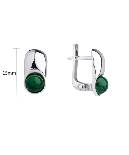 Sterling silver earrings with malachite