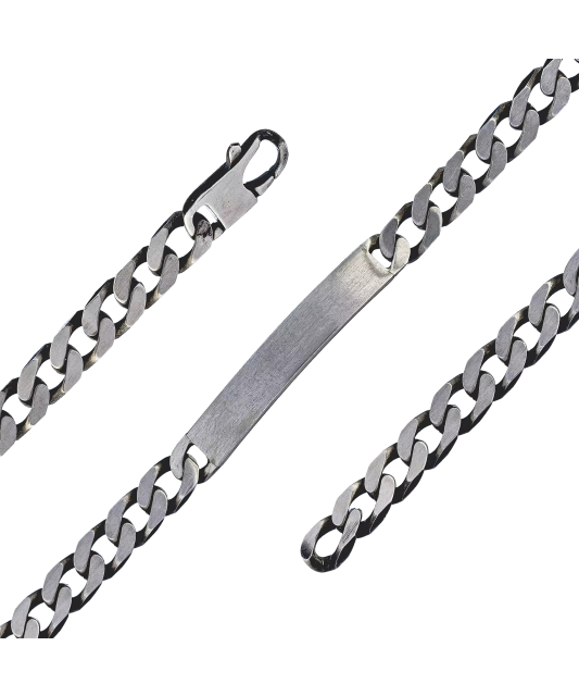 Sidabrinė apyrankė su plokštele "Curb"  - Goldinga