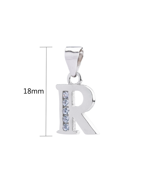 Sterling silver pendant with zircons Letter R