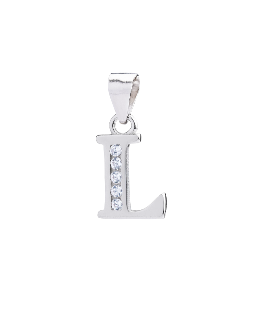 Sterling silver pendant with zircons Letter L