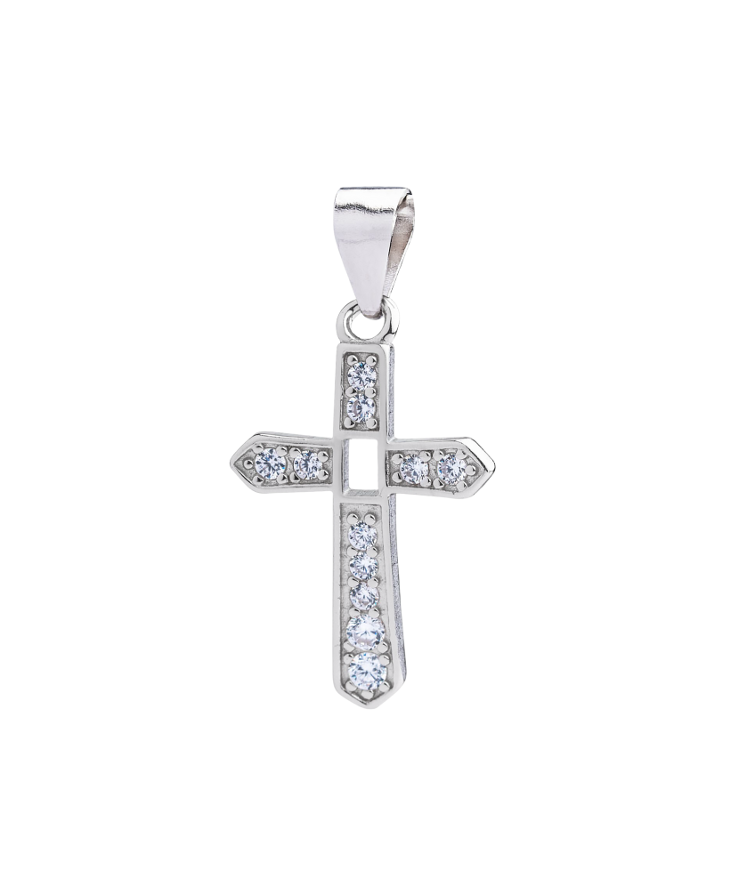 Sterling silver pendant with zircons „Cross“