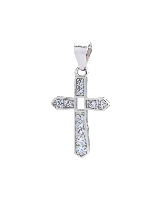 Sterling silver pendant with zircons „Cross“