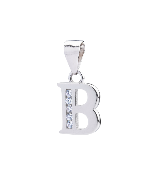 Sterling silver pendant with zircons Letter B
