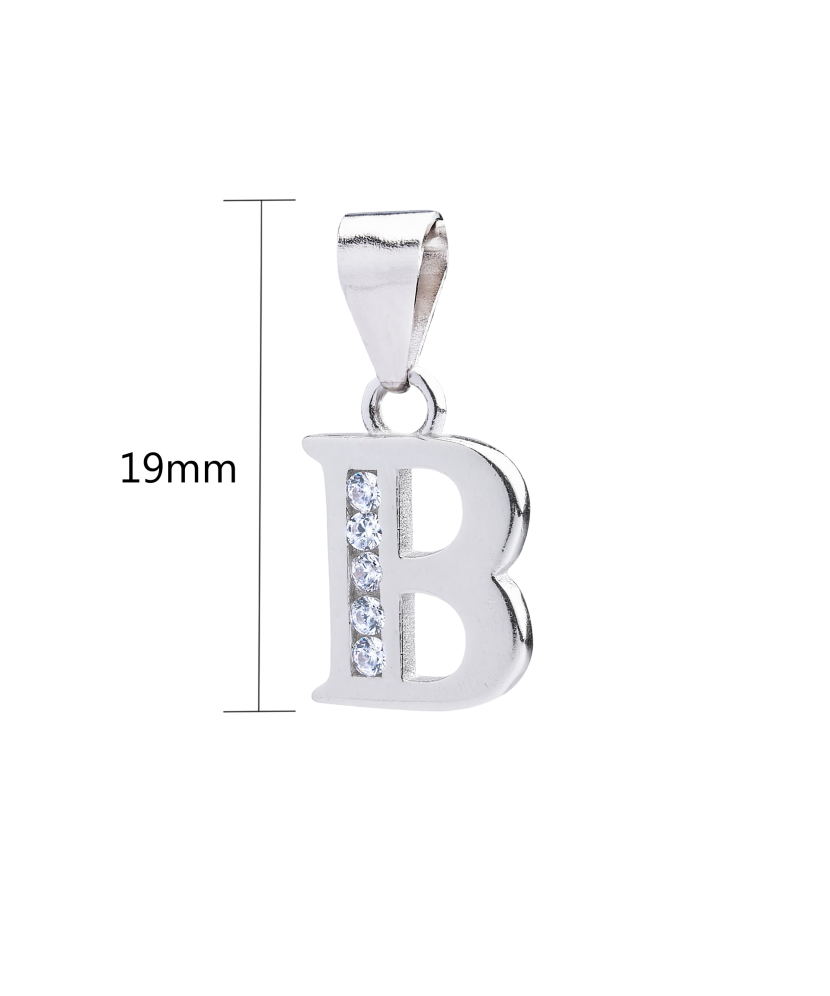 Sterling silver pendant with zircons Letter B