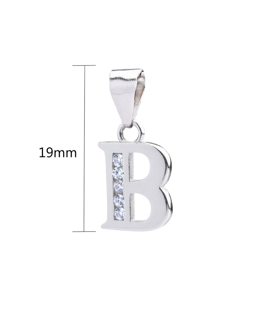 Sterling silver pendant with zircons Letter B