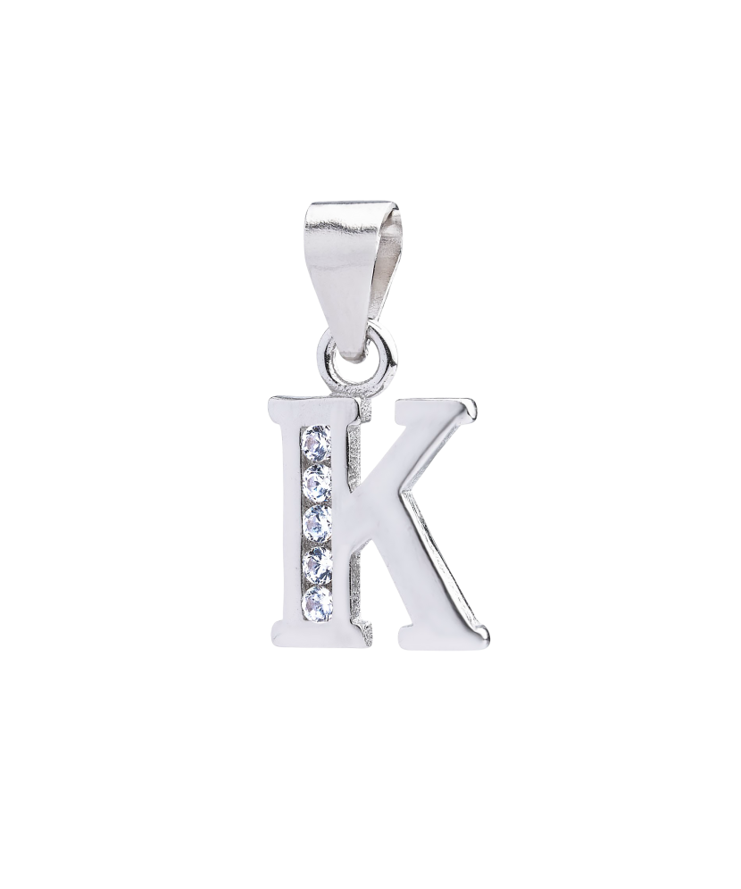 Sterling silver pendant with zircons Letter K