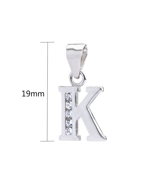 Sterling silver pendant with zircons Letter K