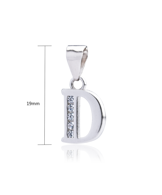 Sterling silver pendant with zircons Letter D