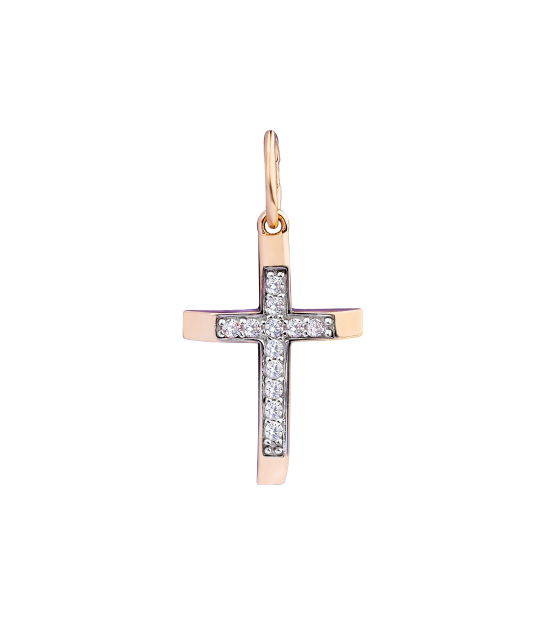 Gold pendant with zircons "cross"
