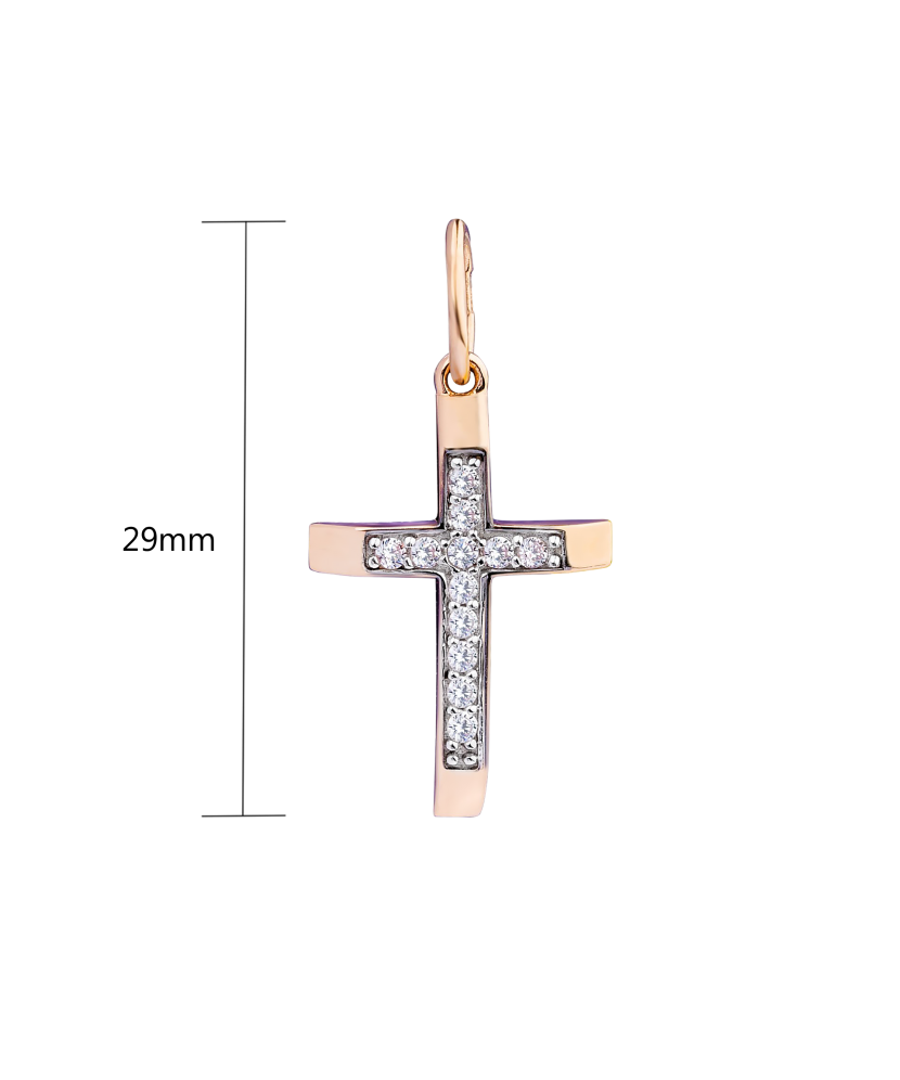 Gold pendant with zircons "cross"