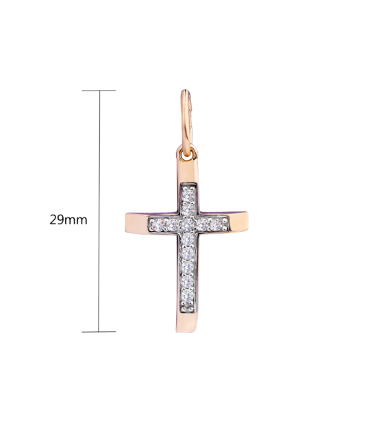 Gold pendant with zircons "cross"