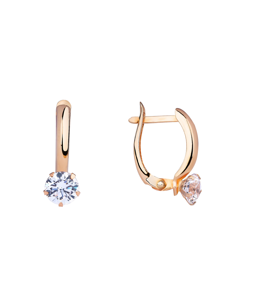 Gold earrings with zircons