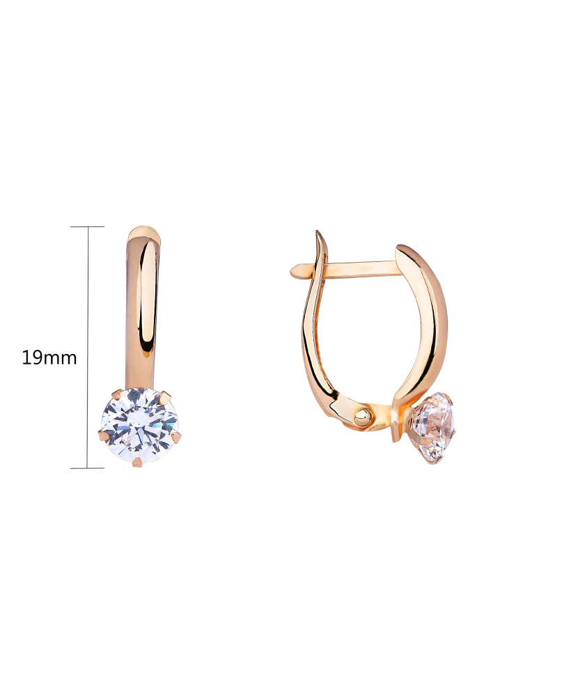 Gold earrings with zircons