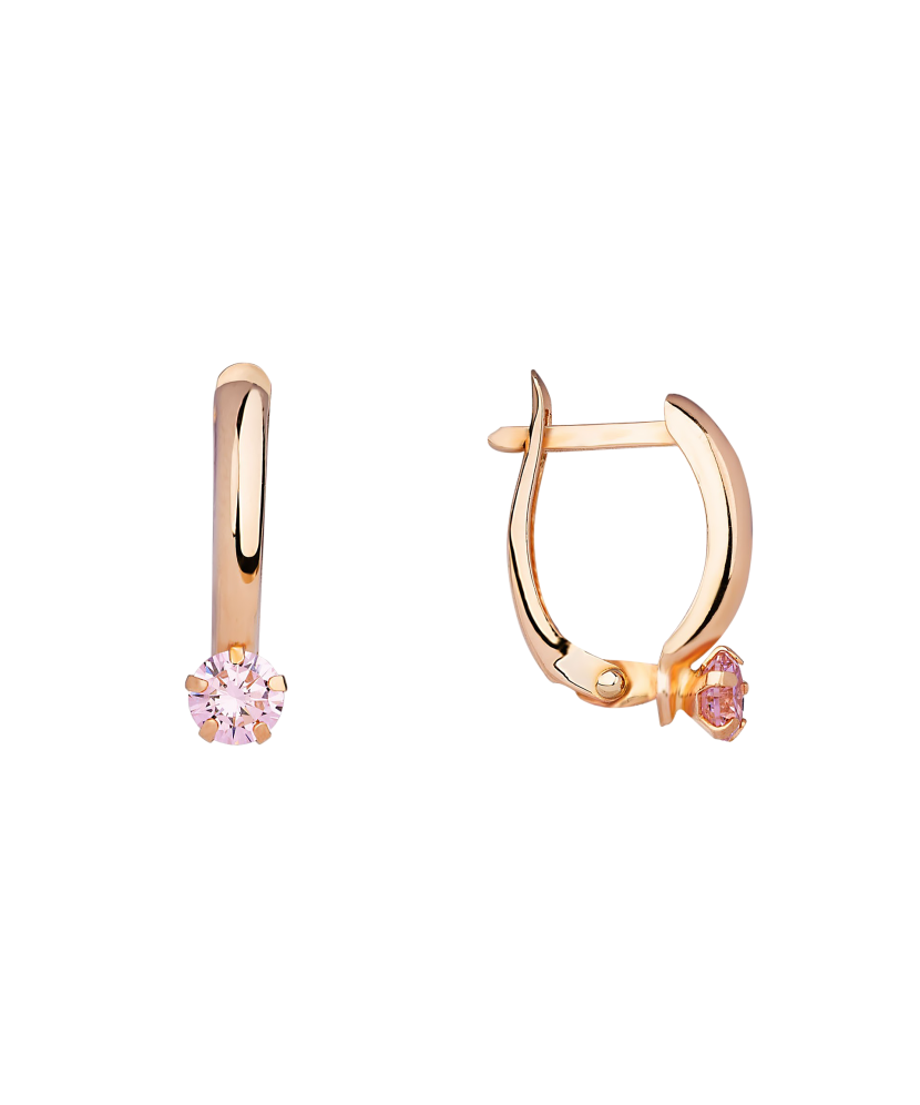 Gold earrings with zircons